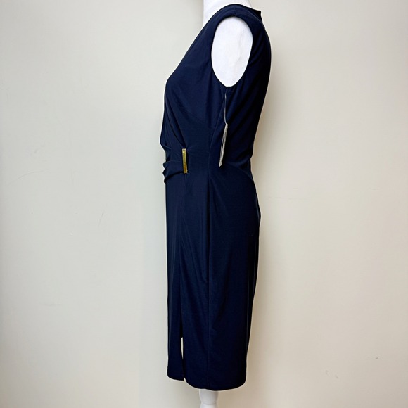 LAUREN RALPH LAUREN Sleeveless V-Neck Faux Wrap Dress Size 6-Petite Womens NWT - Picture 2 of 9